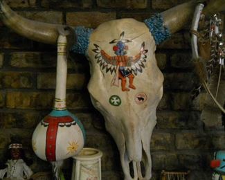 * Genuine hand-painted Texas longhorn listed artist gary brinker