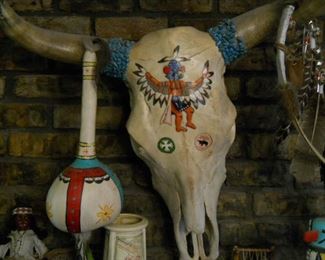 * Genuine hand-painted Texas longhorn  listed artist gary brinker