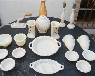Rare collections of Allacite glassware manufactured by Aladdin - made in Alexandria, Indiana from the 1930s during the glass boom. Plant closed late 1950s and in 1990 the huge ghost factory was sadly torn down.