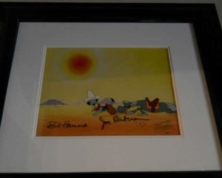 "Huckleberry Hound" Original Animation Cel Signed by Bill Hanna and Joe Barbera