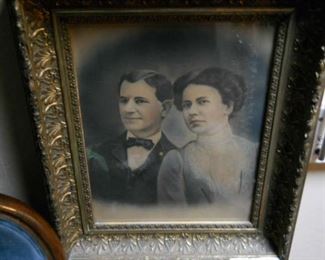 Gold leaf frame: Engagement picture Late 1800's with original marriage certificate THIS IS THE NEWELY WEDS
