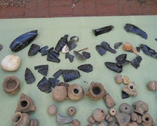 Indian arrows heads pottery and ancient artifact from AD.