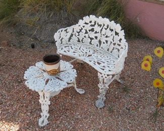 Victorian cast iron chair and table