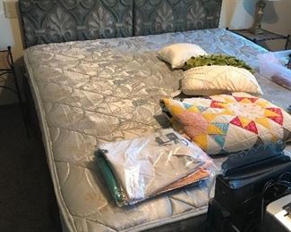 King Bed with mattress set * antique quits