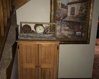 Beautiful artwork * cabinet * baskets 