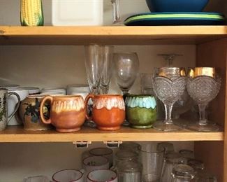 Kitchen full of vintage/retro glassware.