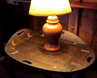 APT058 Wooden Table & Ceramic Lamp