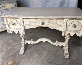 Antique vanity. Has beautiful mirror and matching bed.