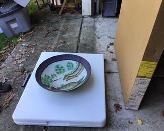 Hand painted large metal bowl.