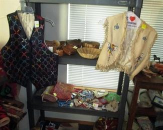 2nd Floor:   Indian Baskets, Indian Beaded Bags, Indian Blankets,  Indian Vests.