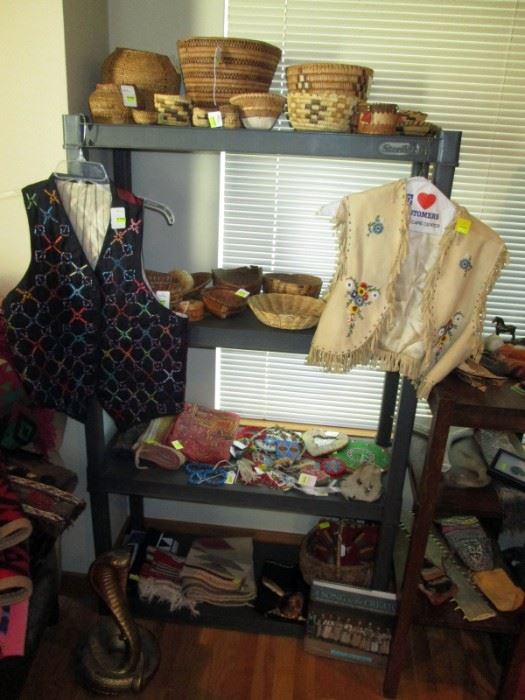 2nd Floor:   Indian Baskets, Indian Beaded Bags, Indian Blankets,  Indian Vests.