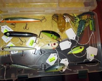 2nd Floor:   Lures, Heddon, Chatter Bait, Rebel Pop-R, Back Grabber 0'-4', Frenzy FSH7-M, Frogs