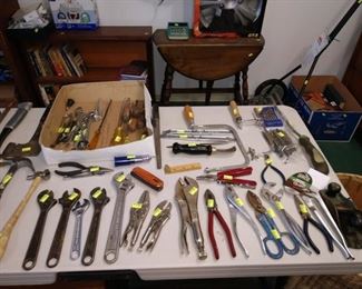 1 st Floor Garage:  Wrenches, Screw Drivers, Pliers, Cresent Wrenches, etc