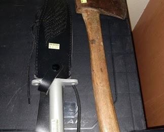 2nd Floor Kitchen:  WWll Hatchet, Kitchen Knife 