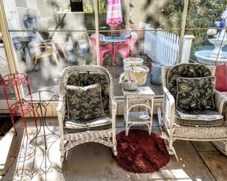 Two cute wicker Rockers! Matching side table