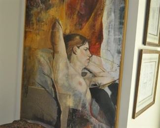 ORIGINAL OIL BY MARA LIGHT - RECLINING NUDE