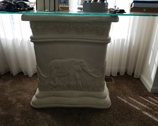Glass top console table w/ Elephant base 