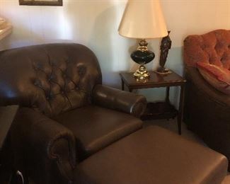 leather chair and ottoman