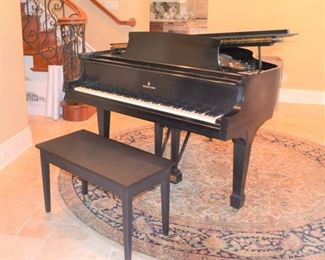 STEINWAY 5'1" EBONY PIANO WITH BENCH