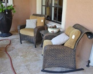 ALL WEATHER WICKER CHAIRS AND TABLE