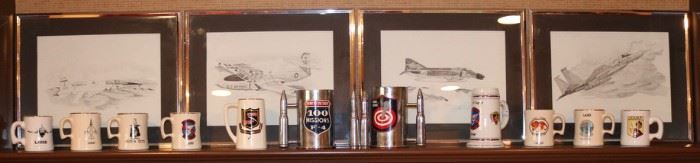 Vietnam commemorative mugs and jet etchings