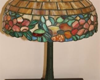 Wilkinson bronze and leaded glass lamp