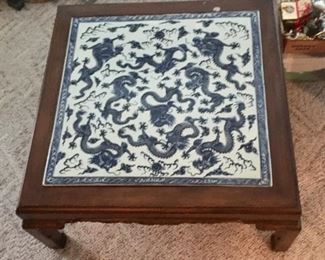 Large Blue and White Oriental Tile made into a Coffee Table (Offered by bid and based on approval by the estate)