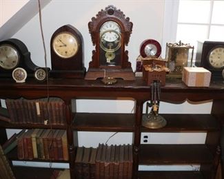 Vintage watches from Du Bois et Fils, Ingersoll, Waltham, Elgin, Hamilton, Bulova, Gruen, Burlington, Timex, Sovereign, Douglas, and others. 19th and 20th century case clocks from Ansonia, Ingraham, Waterbury Clock Co., Seth Thomas, Howden, New Haven Clock Co., Smiths, W.M. L Gilbert, Western Clock Co., Sessions, and others. Large quantities of watch parts, tools, movements, and repair supplies. 