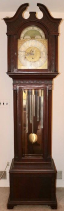 Six Tube Moon Face Dial Tall Case Clock