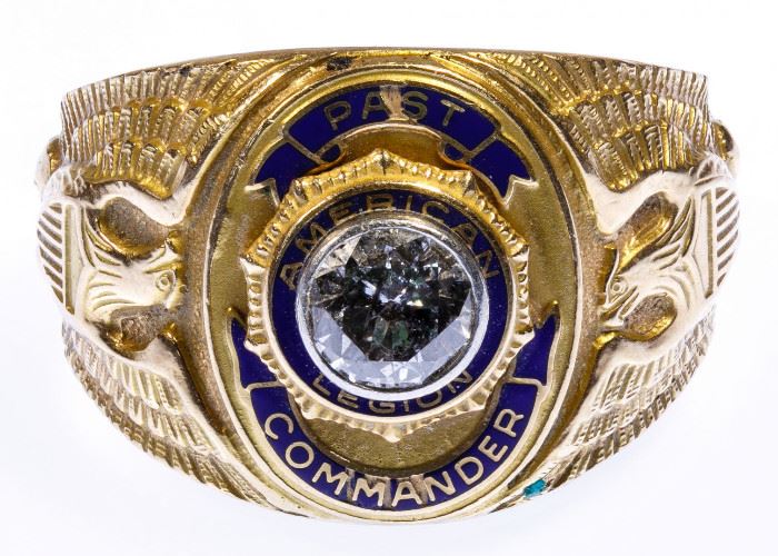 14k Gold and Diamond American Legion Ring