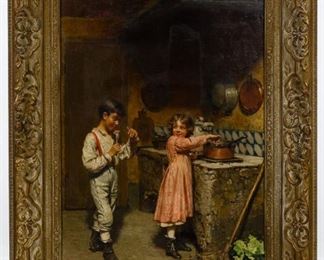 Federico Mazzotta Italian 1839 1897 Oil on Board