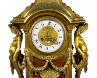 French L. Marti Co. Bronze Figural Mantel Clock