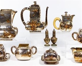 Gorham Silver and Copper Mixed Metal Tea Service