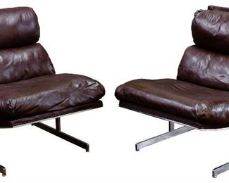 Kipp Stewart for Directional Leather and Chrome Lounge Chairs