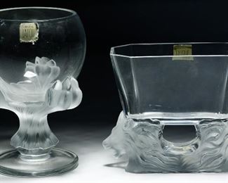 Lalique Crystal Venise and Bagheera Vases