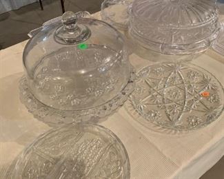 Glass cake plates with covers