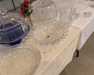 more cake plates and other glassware