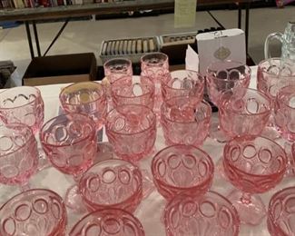 Fostoria "Moonstone" gobblets and sherbet dishes