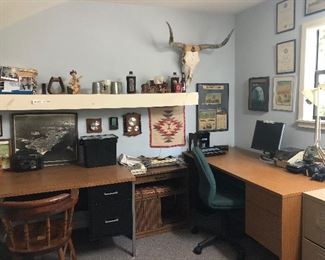 Several desks for sale. Office Chairs, several to choose from.  Lots of vintage odds and ends.