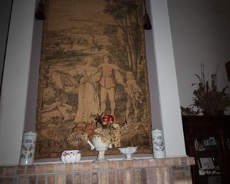 Above the fireplace Tapestry.