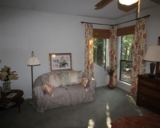 Sleeper Loveseat, Lamp and side table