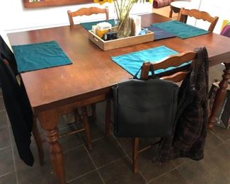 Costco Tall DIning Room Table with Six Chairs, expandable with folding leaf
