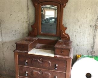 Antique Country Dresser with marble top and mirror