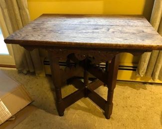 Country Pine Table with Ornate Legs.