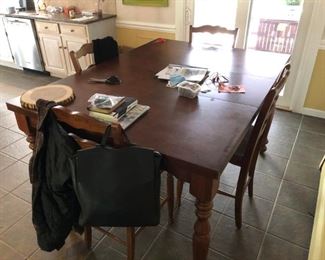 Tall Kitchen Table with six chairs and expanding leaf     