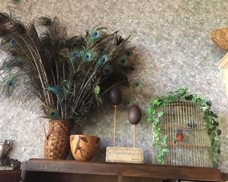 Bird Cage and peacock feathers