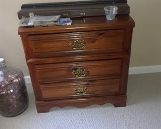 3 drawer chest with brass hardware