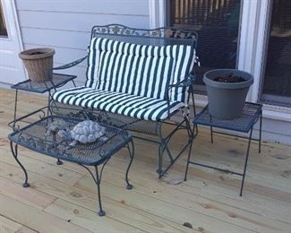 Patio loveseat/glider; coffee table  and end tables