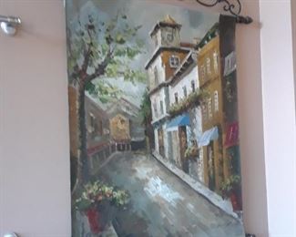 Painted scroll, village scene