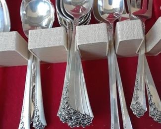 Teaspoons, tablespoon, soup spoons, and iced tea spoons, also cocktail forks